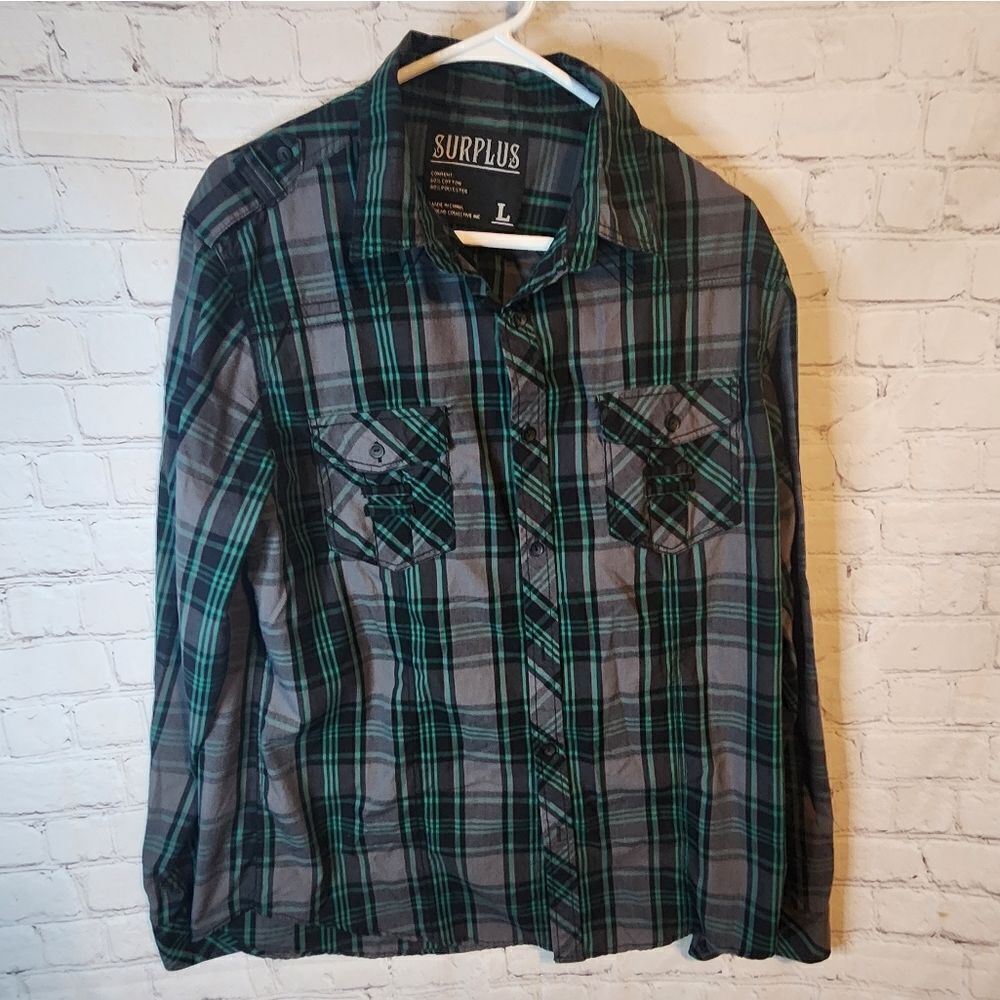 Men's Surplus longsleeve button-down shirt, size Large